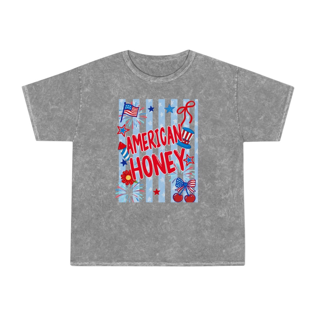 American Honey Mineral-Wash T-Shirt — Patriotic 4th of July Graphic Tee