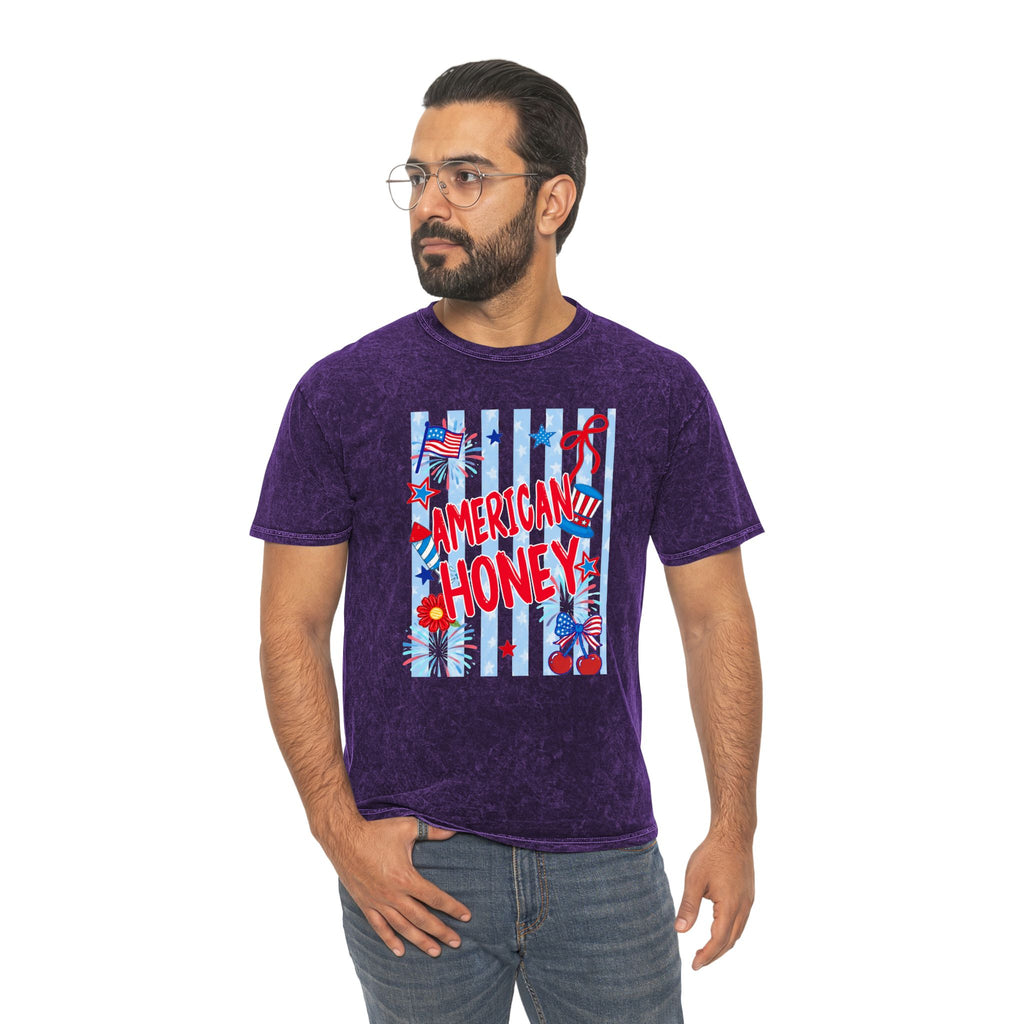 American Honey Mineral-Wash T-Shirt — Patriotic 4th of July Graphic Tee