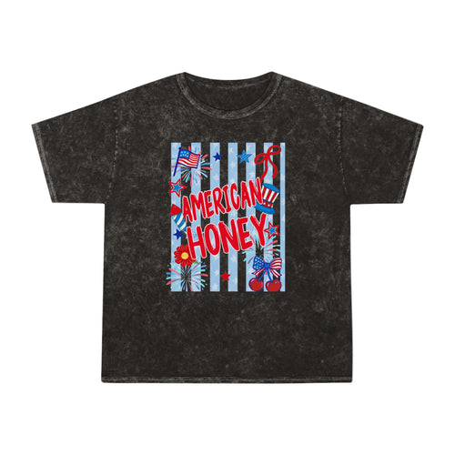 American Honey Mineral-Wash T-Shirt — Patriotic 4th of July Graphic Tee