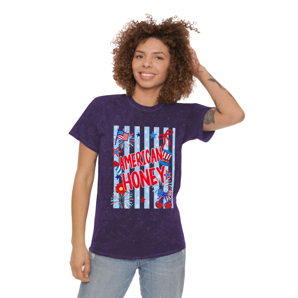 American Honey Mineral-Wash T-Shirt — Patriotic 4th of July Graphic Tee