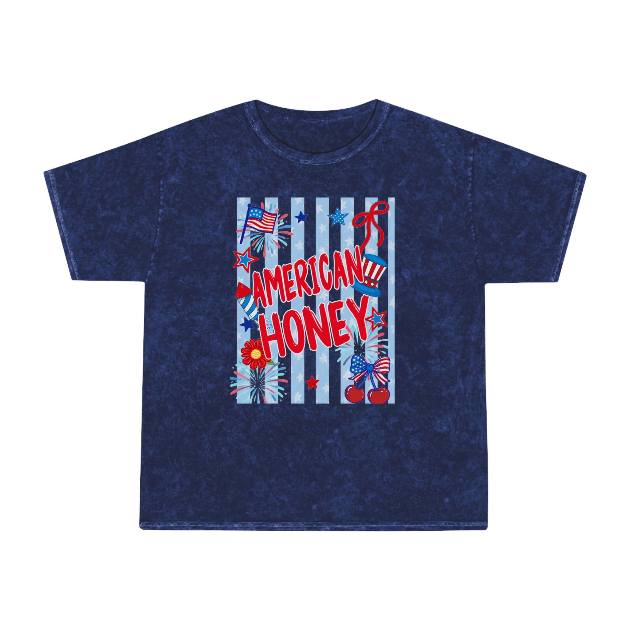 American Honey Mineral-Wash T-Shirt — Patriotic 4th of July Graphic Tee