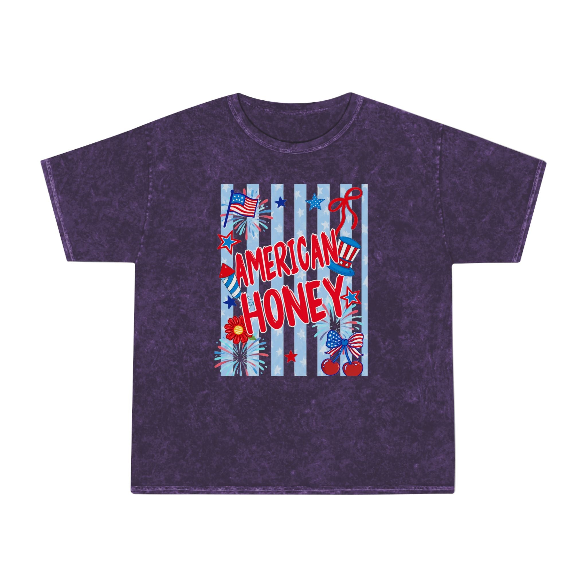 American Honey Mineral-Wash T-Shirt — Patriotic 4th of July Graphic Tee