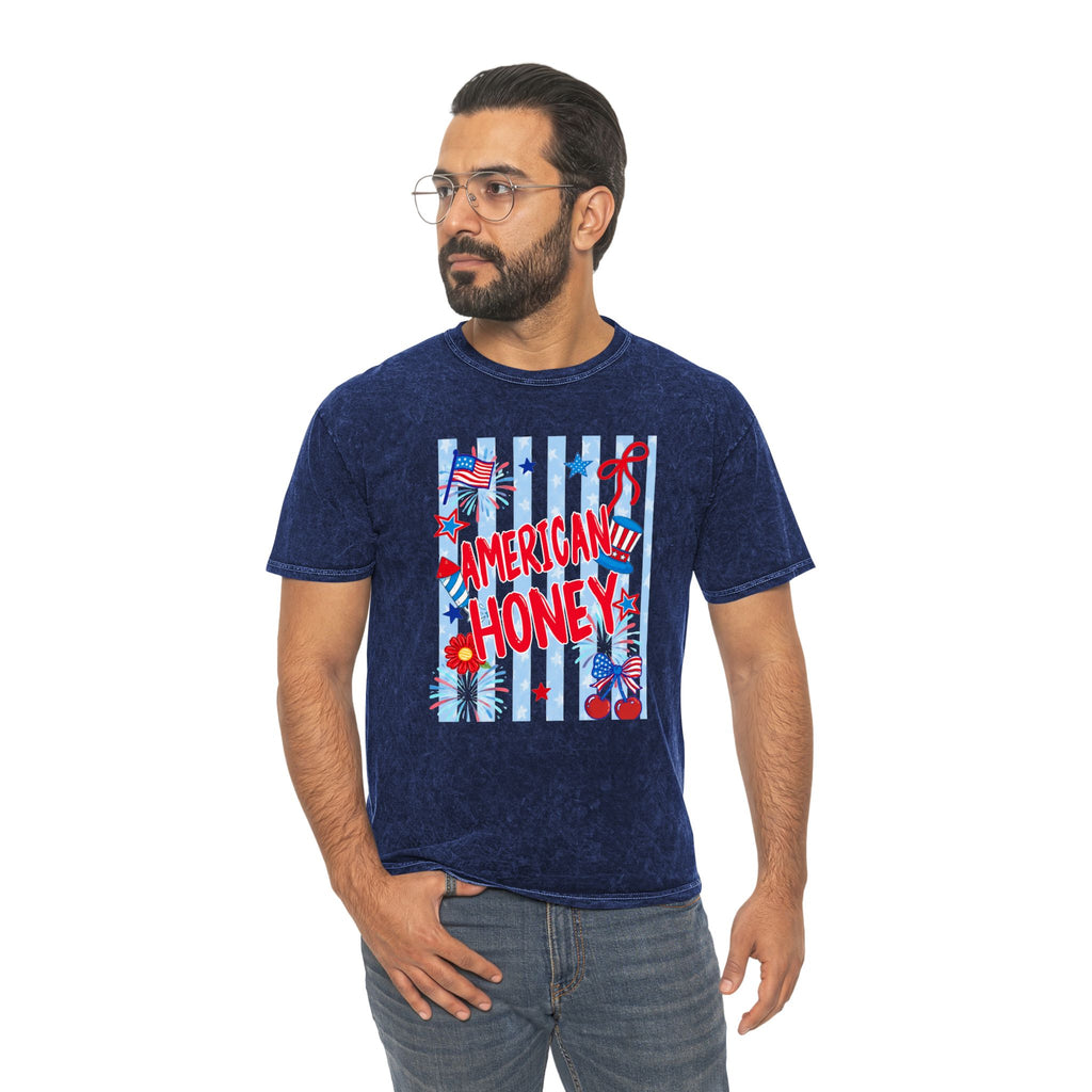 American Honey Mineral-Wash T-Shirt — Patriotic 4th of July Graphic Tee